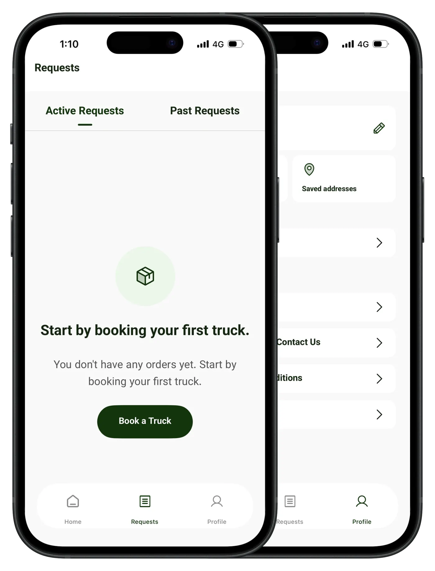 1Truck mobile app screens