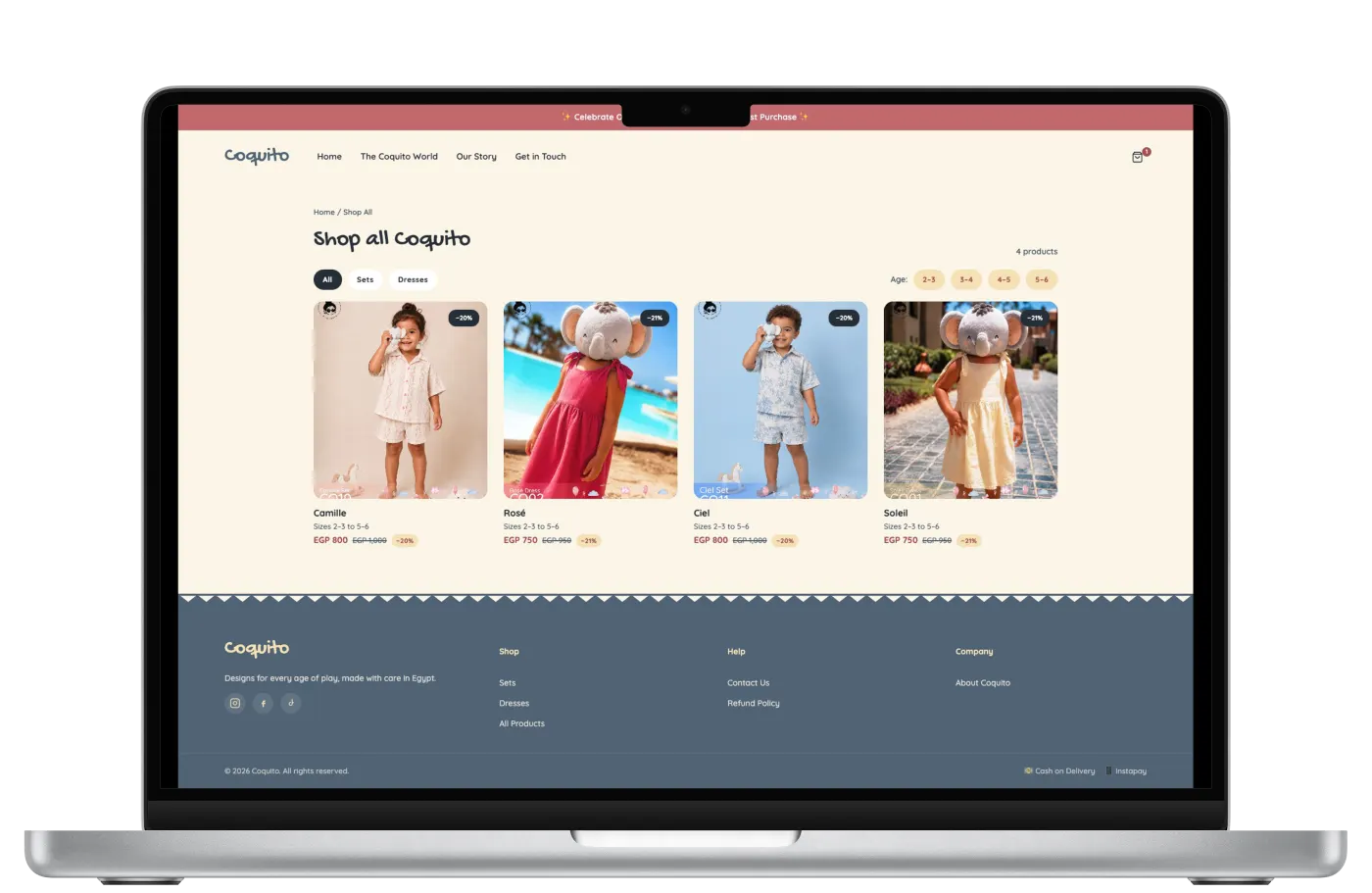 Coquito web screens